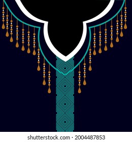 Diseño vectorial de camisas de cuello, camiseta. Bordados de origen geométrico para tela, textil.