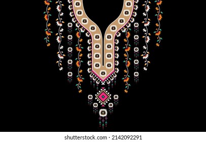 Vector design for collar shirts, shirts, T-shirt. 
Embroidery ethnic geometric elements for fabric, textile. 
Aztec geometric neck line design graphics fashion women,wallpaper,clothing and wrapping.