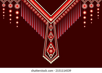 Diseño de vectores para camisas de cuello, camisas, camisetas. Bordados elementos geométricos étnicos para tela, textil. Diseño gráfico de líneas geométricas aztecas de cuello usando.