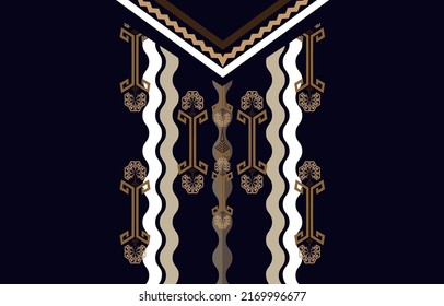 Vector design for collar shirts, shirts, T-shirt. 
Embroidery ethnic geometric elements for fabric, textile. 
Aztec geometric neck line design graphics fashion man wearing.
