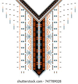 Vector design for collar shirts, shirts, T-shirt. Embroidery ethnic geometric elements for fabric, textile. Aztec geometric neck line design graphics fashion wearing. 