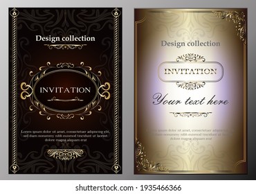 Vector design collection, elements labels icon and gold frames for packaging and design of luxury products