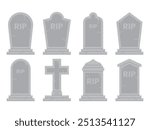 Vector design collection package of tombstones with various shapes