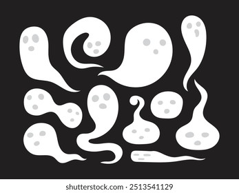 vector design collection of a spirit with various poses and shapes