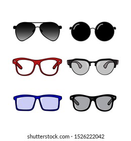 vector design collection of sunglasses for men and women isolated white background
