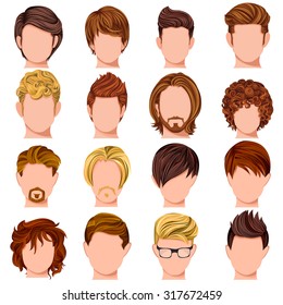 Vector design of collection of trendy modern male hairstyle