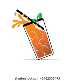Vector design of Colored iced tea that looks fresh with a slanted appearance. flat design style. suitable for advertising, pamphlets and other print or digital media. template design vector.
