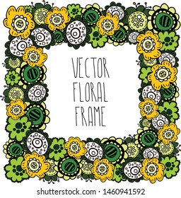 Vector design. Colored seamless pattern with doodle flowers. For covers, printing on fabric, cards, invitations.
