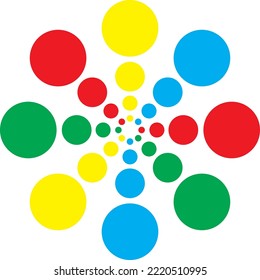 diseño vectorial con concepto de círculo colorido, rojo, amarillo, círculo verde