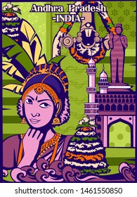Vector design of colorful cultural display of State Andhra Pradesh in India