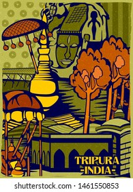 Vector design of colorful cultural display of State Tripura in India