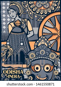 Vector design of colorful cultural display of State Odisha in India