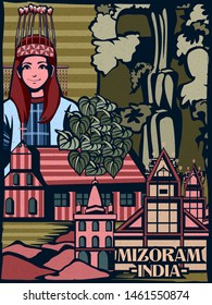 Vector design of colorful cultural display of State Mizoram in India