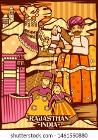 Vector design of colorful cultural display of State Rajasthan in India