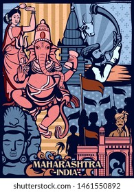 Vector design of colorful cultural display of State Maharashtra in India