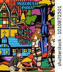 Vector design of colorful culutral display of State Mizoram in India