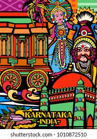 Vector design of colorful culutral display of State Karnataka in India