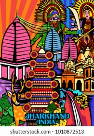 Vector design of colorful culutral display of State Jharkhand in India