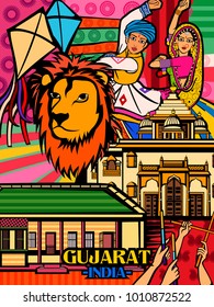 Vector design of colorful culutral display of State Gujrat in India