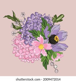 Vector design of colorful flower bouquet for invitation and greeting card