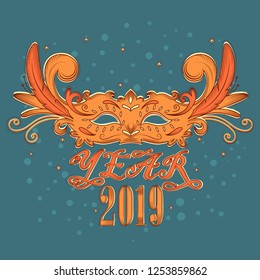 Vector design of colorful design of Happy New Year 2019 greetings
