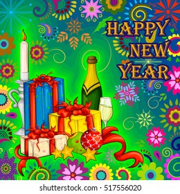 Vector design of colorful design of Happy New Year greeting