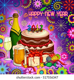 Vector design of colorful design of Happy New Year greeting