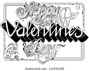 Vector design of colorful Holiday typography for Happy Valentines Day