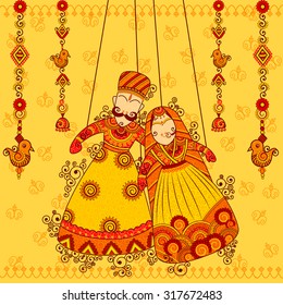 Vector design of colorful Rajasthani Puppet in Indian art style