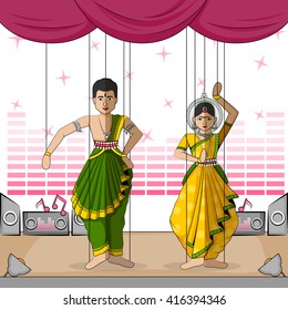 Vector design of colorful Rajasthani Puppet in Indian art style