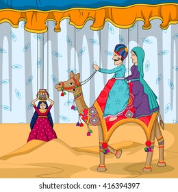 Vector design of colorful Rajasthani Puppet in Indian art style