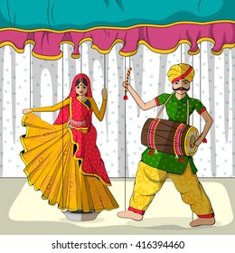 Vector design of colorful Rajasthani Puppet in Indian art style