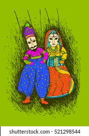 Vector design of colorful Rajasthani Puppet
