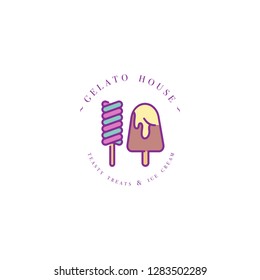 Vector design colorful template logo or emblem - ice cream, gelato. Ice cream icon. Logo in trendy linear style isolated on white background