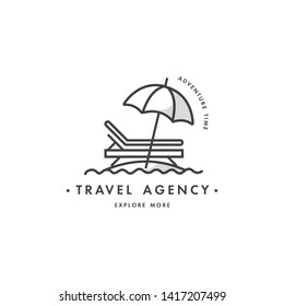 Vector design colorful template logo or emblem - travel agency and different types of tourism. Concep travel icon. Logos in trendy linear style isolated on white background