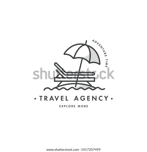 ベクター画像デザインのカラフルなテンプレートロゴまたはエンブレム 旅行会社と各種の観光業 旅行 アイコンを隠す 白い背景にトレンディな線形のロゴ のベクター画像素材 ロイヤリティフリー