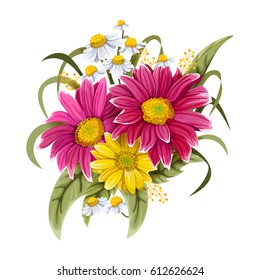 Vector design of colorful vintage flower bouquet for invitation and greeting card design