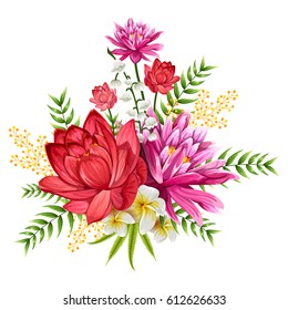 Vector design of colorful vintage flower bouquet for invitation and greeting card design