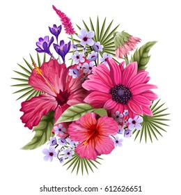 Vector design of colorful vintage flower bouquet for invitation and greeting card design