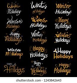 Vector design of Colorful design of Winter Holidays and Happy New Year typography greetings calligraphy text