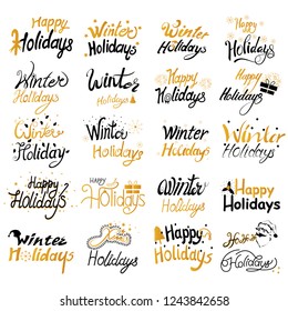 Vector design of Colorful design of Winter Holidays and Happy New Year typography greetings calligraphy text