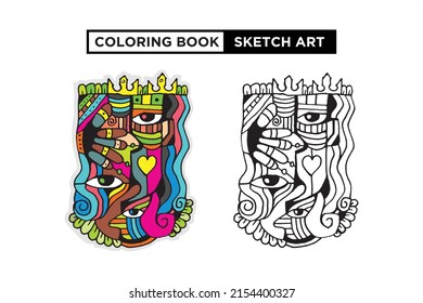 Esbozo de libro de coloreado de diseño de vectores