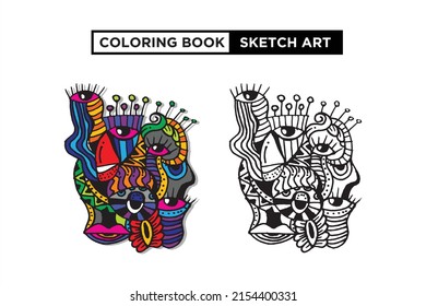 Vector design coloring book sketch art