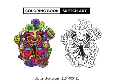 Vector design coloring book sketch art