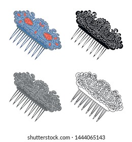 Vector design of comb and shape icon. Set of comb and hairdo stock vector illustration.