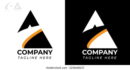 diseño vectorial con una combinación de la letra A y la carretera para formar un logo elegante y moderno, se puede utilizar como logotipo de marca de la empresa y similares.