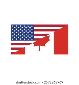 vector design combination of usa and canada flags