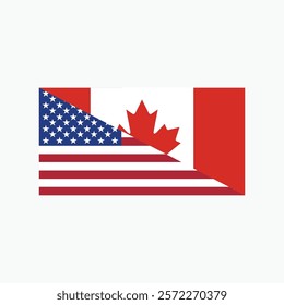 vector design combination of usa and canada flags