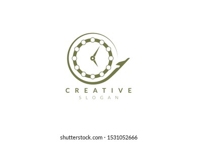 Vector design of combined plane and clock shape. Minimalist and simple illustration design, flat logo style, modern icon and symbol