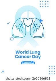 design vetorial para comemorar o Dia Mundial do Câncer de Pulmão. design de fundo para mídias sociais, cartazes e outros